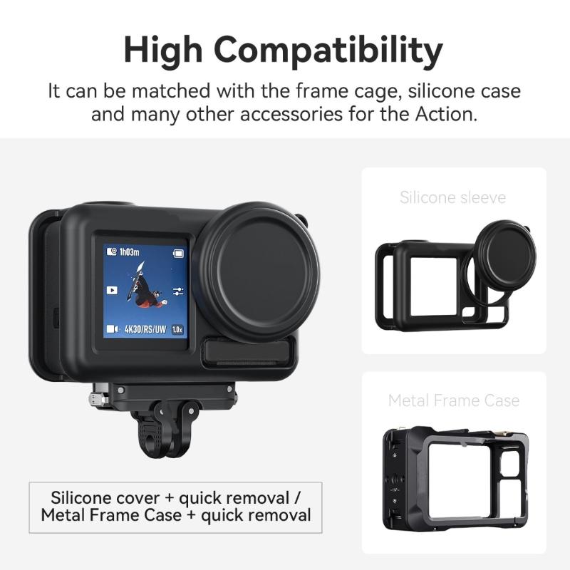 Stable Metal Quick Release Adapter with Magnetic Locking System Double Mounting Points for Action Camera Accessories Opposing Shock Design