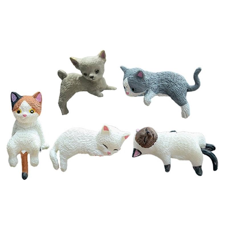 Cats Fingurine Computer Monitor Decors Mini Dog Kitties Screen TV Decorations Personality Car Accessories Mascots Craft