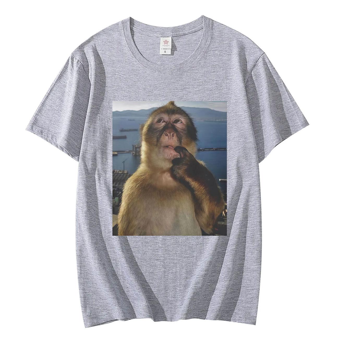 

Thinking Funny Monkey Meme Graphic T Shirts Unisex s Women s High Street Fashion Trend T-shirt Summer Casual Loose Cotton T-shirts 4XL