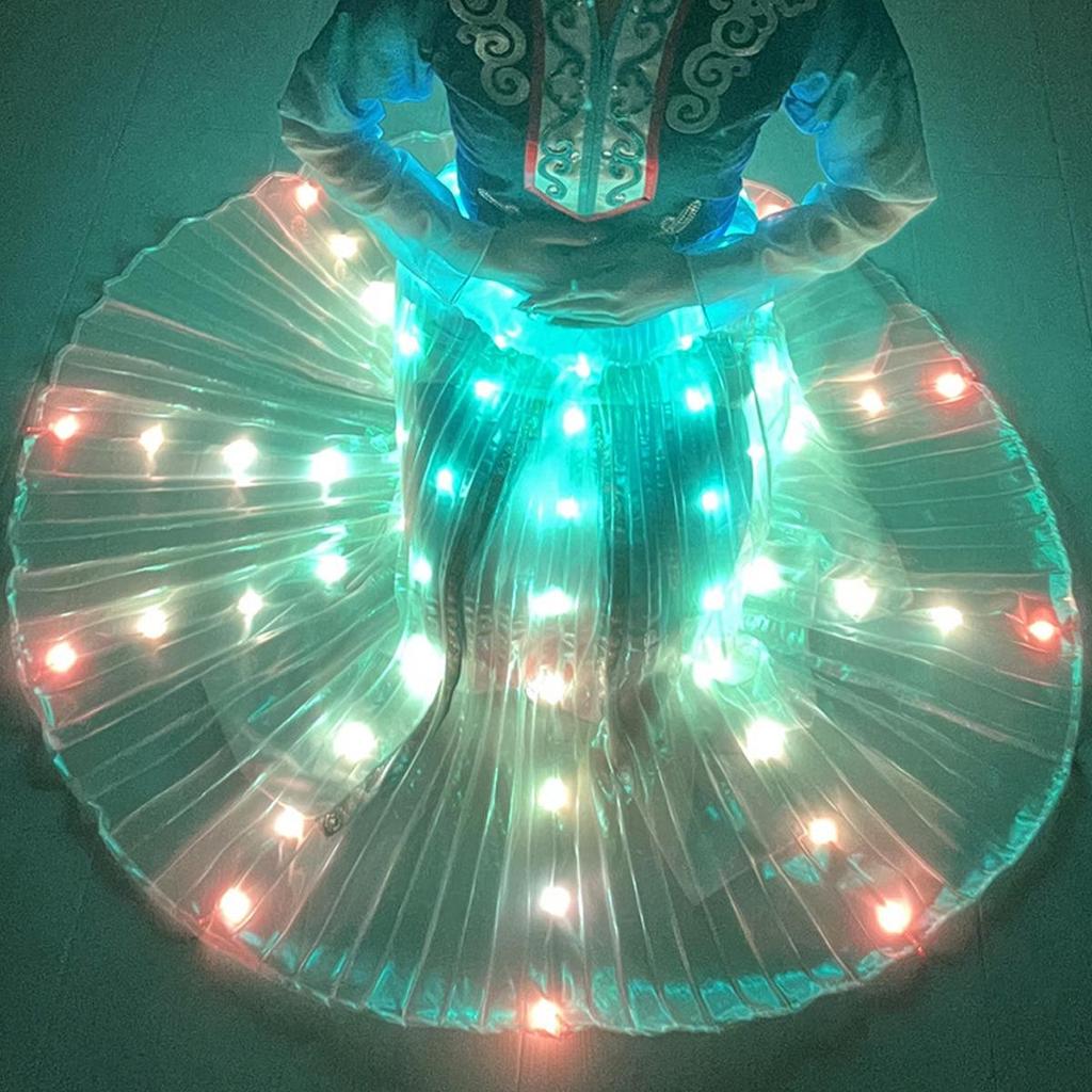 Wiederaufladbarer LED-Faltenrock für Tanzaufführungen (Weiß/Mehrfarbig)