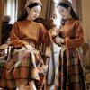 Women's Spring and Autumn Casual Leisure Set Knitted Top + Temperament Half-body Skirt Two-piece Set