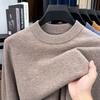 Men 100% Pure Wool Half Turtleneck Sweater, Warm Solid Knit Jumper for Autumn Winter Daily Wear