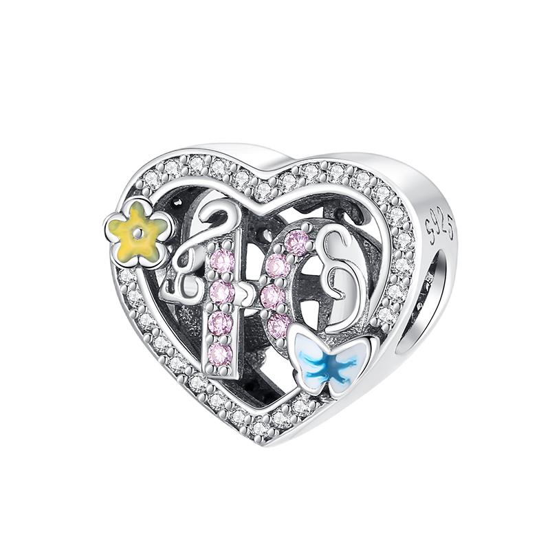 Multi Color Charms Fit Fashion Original Bracelets 925 Silver Colorful Zircon Rainbow Bead Love Heart Clip Charm DIY Jewelry