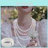 Artificial Pearl Jewelry Set For Women With Loop Earrings For Party Wear