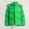 2025 Winter Women's Cotton Coat European American New Style Loose Puffer Jacket Solid Color Hooded Outerwear