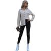 Fashionable and Casual Temperament Women's Long Sleeve Solid Color Lapel Mid-Length Vintage Shirt