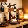 Autumn Home Decor Halloween Ghost Figurine, Vintage Cozy Reading Book/Walking Dog Statue with Lantern, Resin Decorations Light Up Spooky Tabletop