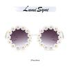 LumiSyne White Cute Daisy Sunglasses for Women and Round Frame with Floral UV400 Perfect for Dance Party Chic Photo Couples Travel and Beach Men,