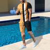 Plus Size Men's Summer Suit Round Neck Short Sleeved Shorts 3D Printed Loose Men's Casual Sports Set