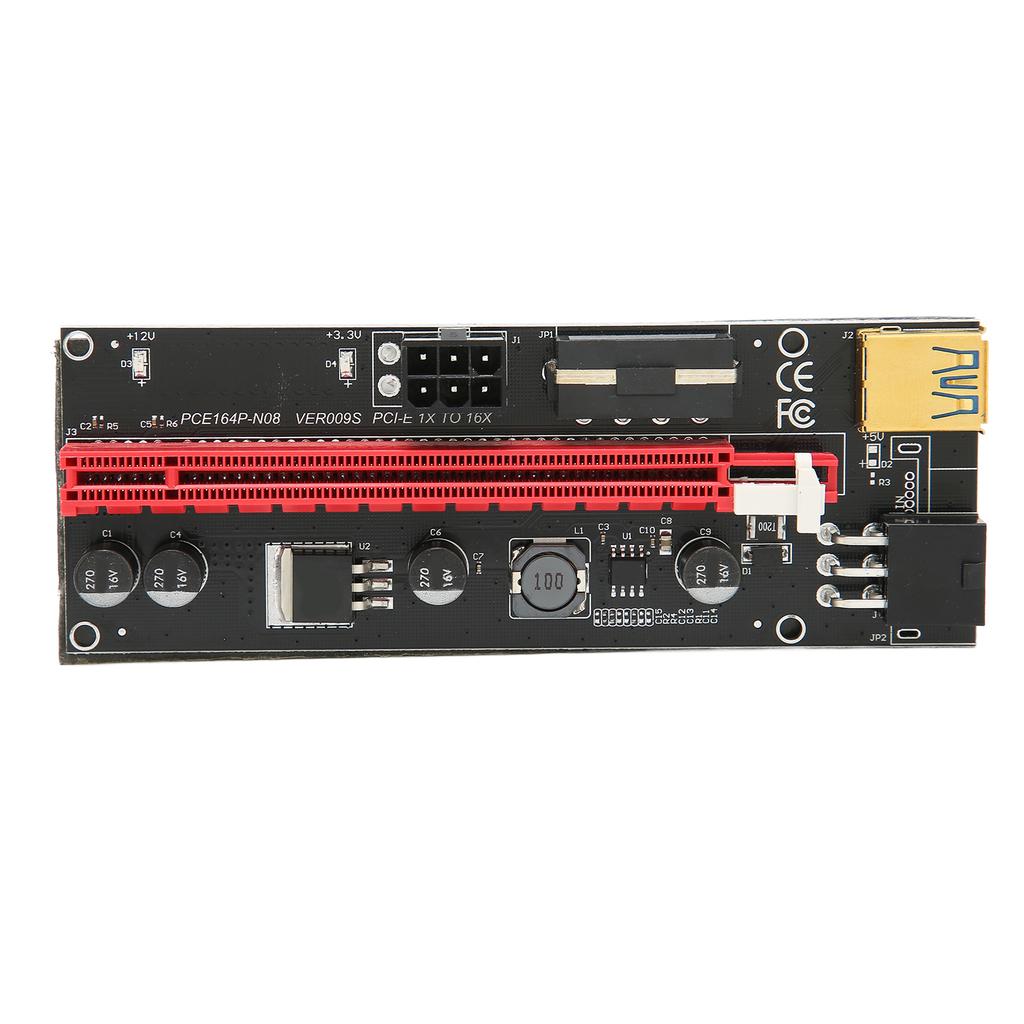 PCIE Riser 4 FP Capacitors 6P Interface Effective Protective Practical Adapter Card for Enhancing Power Supply