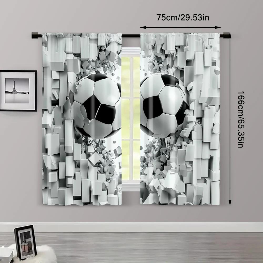 2pcs   Print Curtains  print Football Printed Versatile Durable Polyester (without rod) Art Deco Festive Perfect for Room