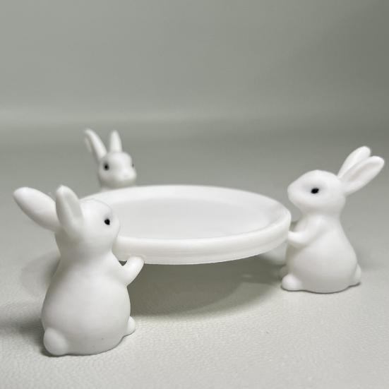 Kaninchen Aufbewahrungsschale 3D Gedruckte Statue mit Weißem Kaninchen Schale Schlüssel Ohrringe Schmuck Ausstellungsständer