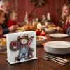 Christmas Wooden Napkin Holder with 3D Snowman Design, Festive Holiday Tabletop Decor for Dining and Kitchen