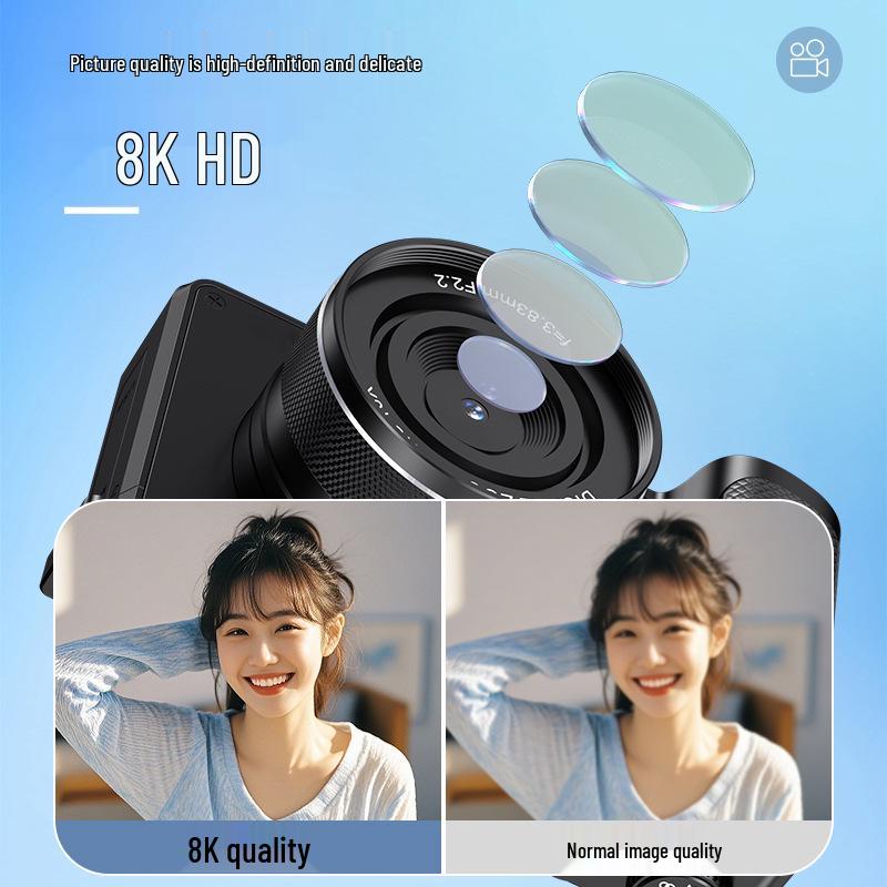 8K Dual Lens HD Camera with Optical Zoom, WiFi, and Filters