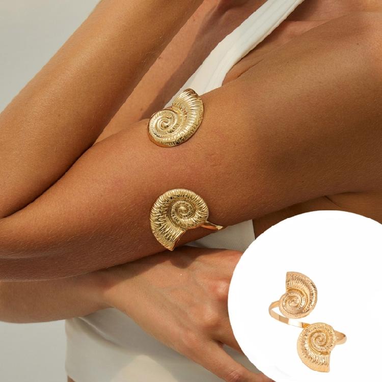 Adjustable Opening Women’s Arm Cuff Bracelet Punk Starfish Charm Geometric Iron Jewelry Gold Tone
