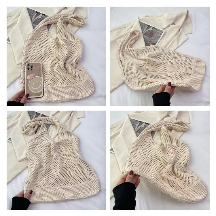 New women's hollow knitted handbag beach bag