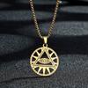 All-Seeing-Eye of Providence Illuminati Pyramid Charm Necklace Round Pyramid Pendant for Men Women Stainless Steel Jewelry New
