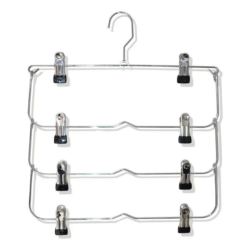 1PC Multilayer Clothes Hangers with 8 Clips Clothing Storage Rack Holder Drying Wardrobe Folding Pants Clothes Metal Skirt Rack