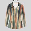 Women Plus Size Geometric Printed Nurse Scrub Top V Neck Long Sleeve With Front Pockets