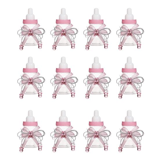 1/6/12 Pièces Mini Bouteille de Lait Boîte à Bonbons avec Ours Strassé Ruban Nœud Bonbons Goodies Pot de Rangement Friandises Fête de Naissance Cadeaux