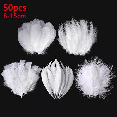 8-15Cm Feathers Long Decoration Bulk White Plume 50Pcs Chicken Goose For Massage Pictures Tree Dreamcatcher Crafts Plumas Small