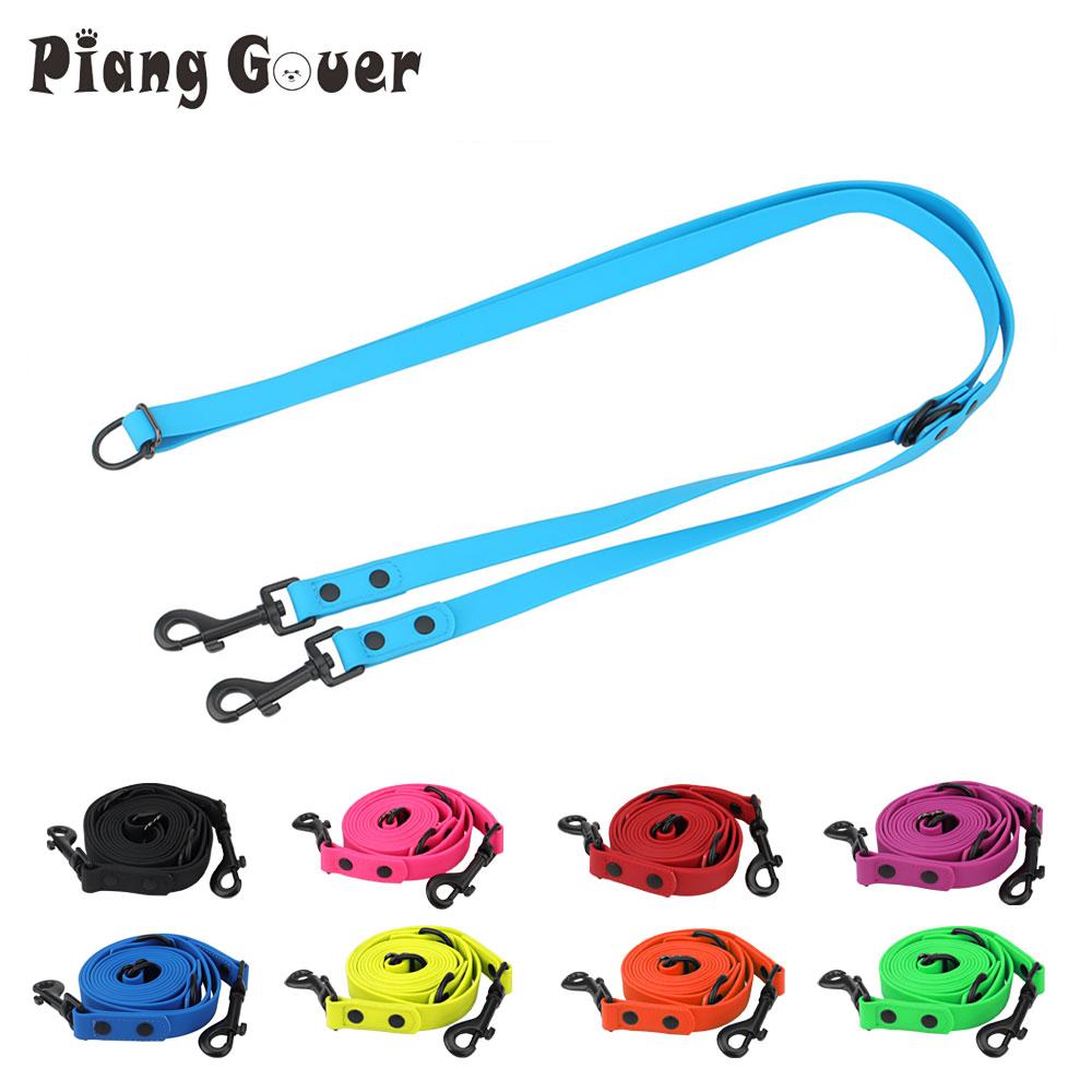 Two Heads Pet Leash Outdoor Walk Training 2 Head Traction Rope PVC Dog Leashes Multi-function Waist Belt Shoulder Strap