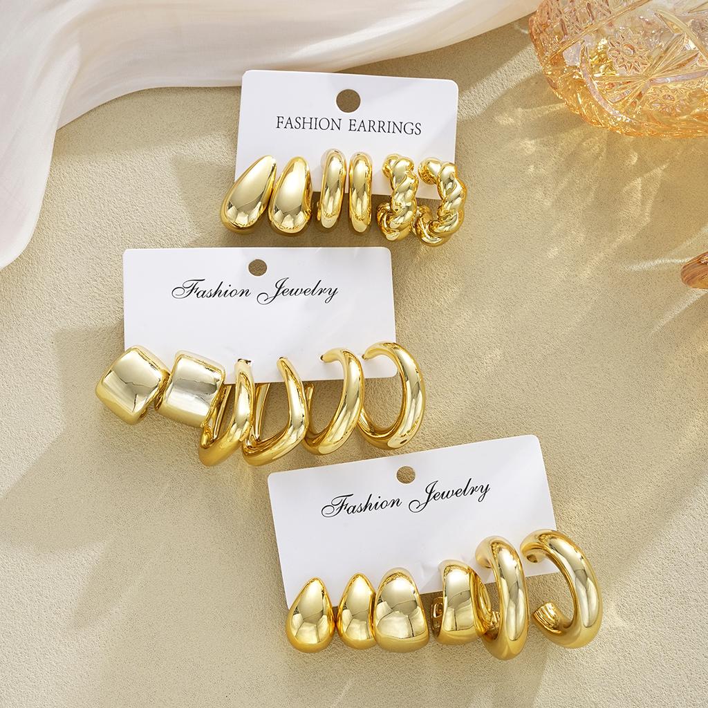 18 Pcs/Set Fashion Water Drop Earring For Women Vintage Exaggerated Geometric Twist Hoop Earrings Personalized Jewelry Gifts New