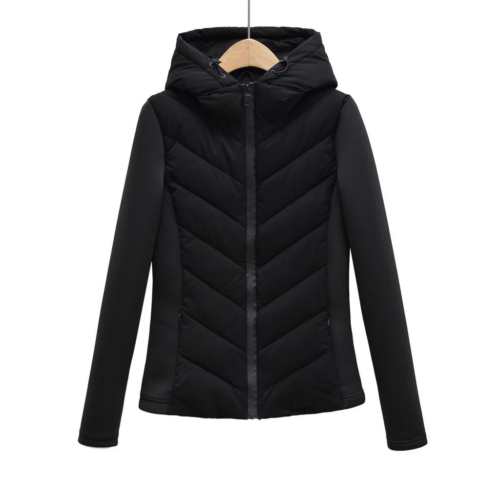 Autumn Winter Women's Elegant Patchwork Hooded Air Cotton Jackets Lady Fashion Army Green Warm Slim Fit Sports Parkas Coats