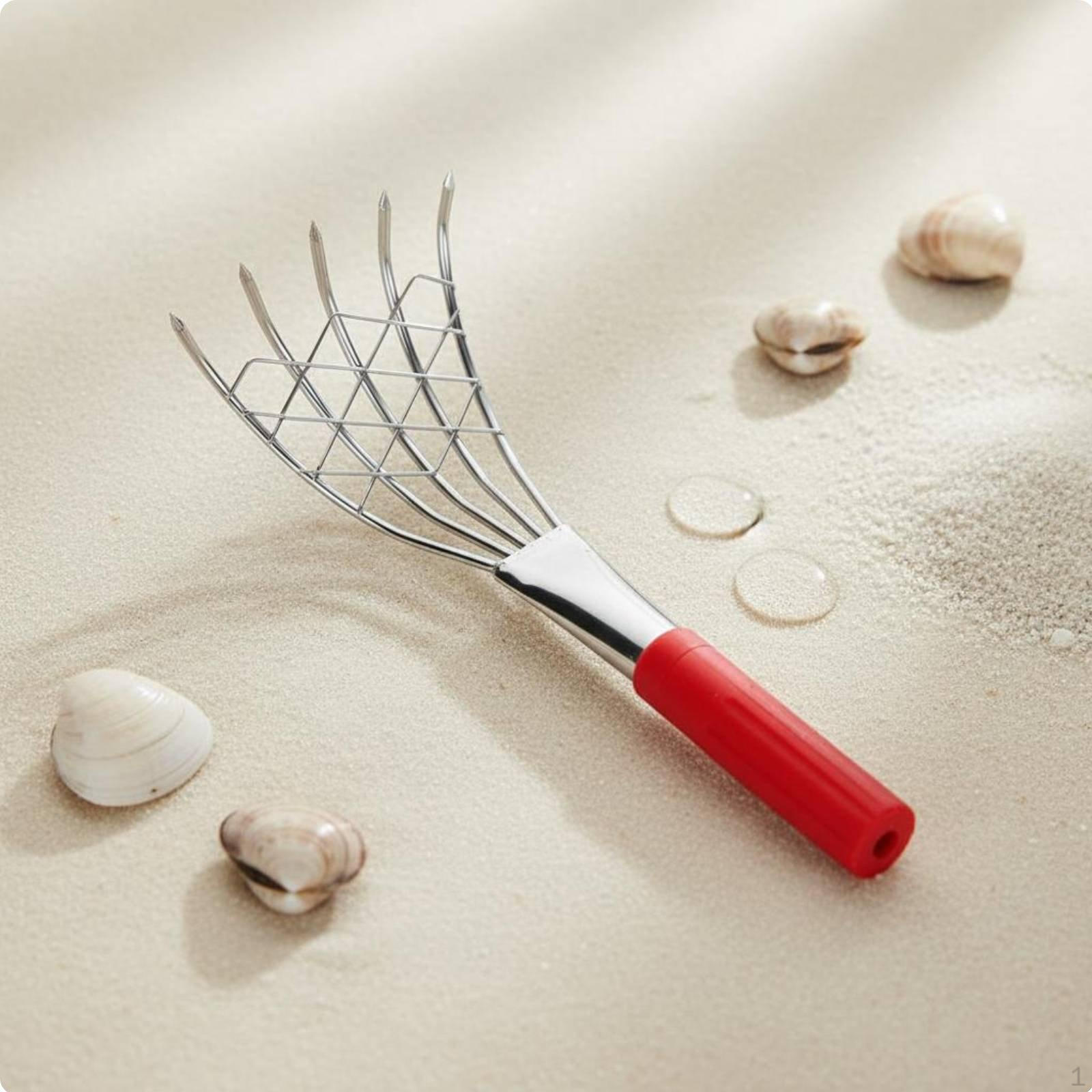 Clamming Rake Stainless Steel Sharp Tines for Beachcombers 56CM 4tooth Ss with Net