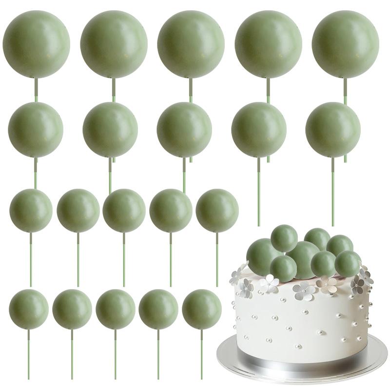 20pcs Colorful Balls Cake Topper for Wedding Birthday Party Cake DIY Decoration Mini Balloons Cupcake Insert Sticks Baby Shower