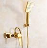 Gold Bathtub Shower Faucet Set Wall Mounted Bathrom Shower Faucet, Bathroom Cold and Hot Bath and Shower Mixer Taps Brass
