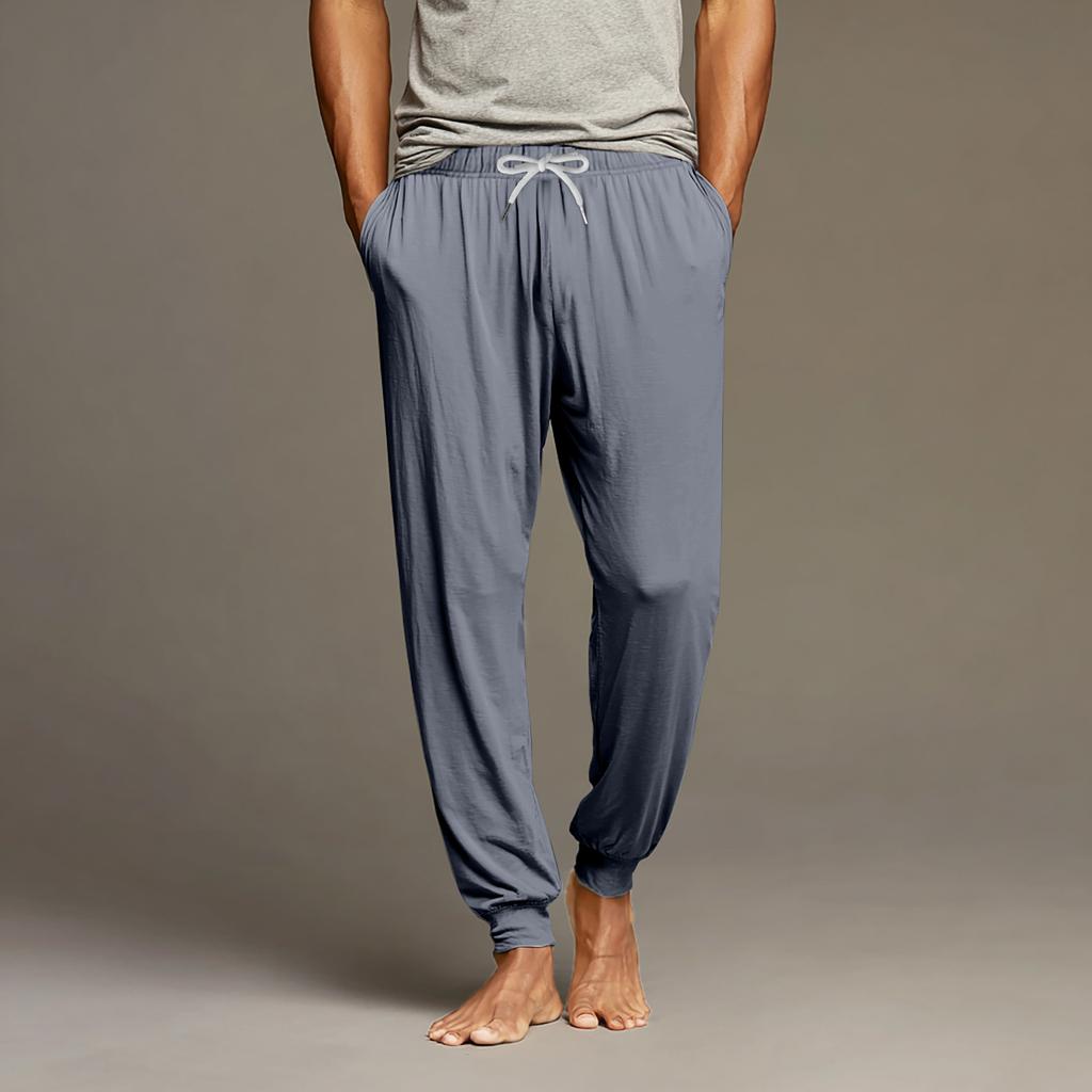 Men's Drawstring Pocket Cuffed Casual Pants Home Sleep Pants