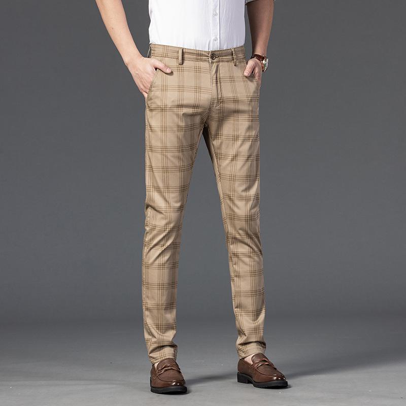 2021 Herren Frühling Casual Plaid Elastic Slim Business Pants - Jugendmodetrend