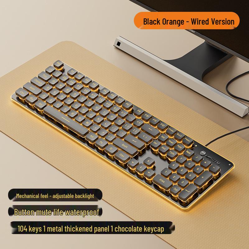 Langtu Silent Wired Keyboard with Backlit Mechanical Feel for Office & Laptop
