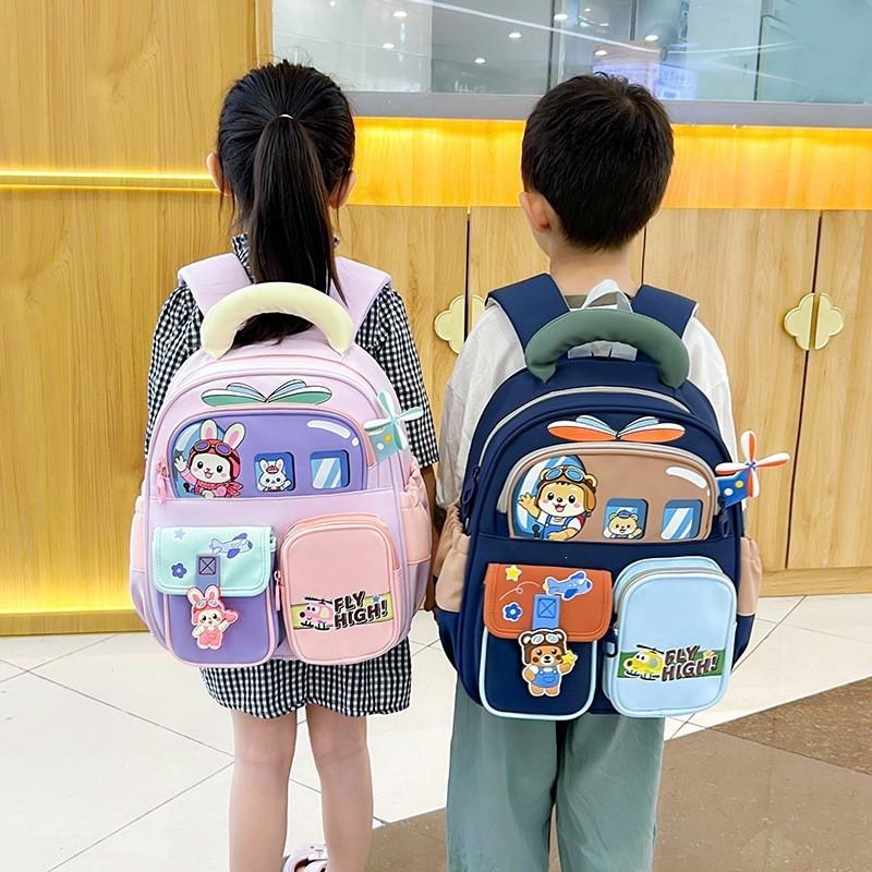 Kids Backpack Preschool Kindergarten Lightweight Dual-Shoulder Bag With Air-Padded Straps Breathable Nylon Cute Cartoon