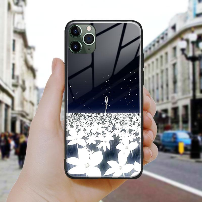 Nier Automata Lunar Tear Kunstglass Myk Silikon Telefondeksel Skall for iPhone SE 6s 7 8 Plus X XR XS 11 12 13 Mini Pro Max