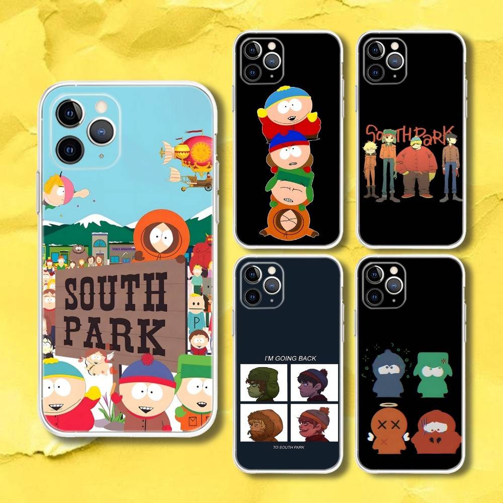 S-South Cartoon Park Transparent Phone Case For iPhone 17,13,15,12,11,14,16 Pro Max Mini 7,8 Plus SE4,17E Air Fundas