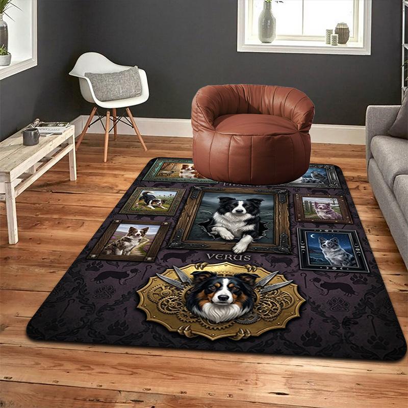 Dog Portraits Gallery Pattern Rug Floor Mat for Living Room or Bedroom Soft and Comfortable Carpet a Gift for Birthday and Holiday.