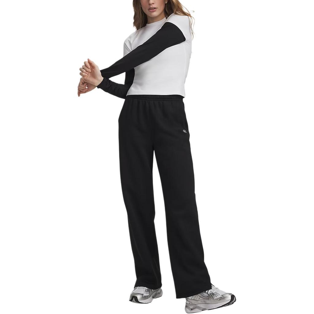 Women's Pants Under Armour Rival Casual Pants Women's Ultimate Black/White-008 Moderate Straight Fit Pants