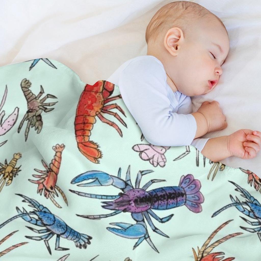 Colorful Aquatic Crayfish Species In Watercolor Throw Blanket Men'S Soft Warm Throw Blanket For Couch