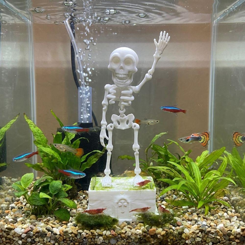 with Pipe Suction Cup Dancing Skeleton Aquarium Bubbler Aquatic Landscaping