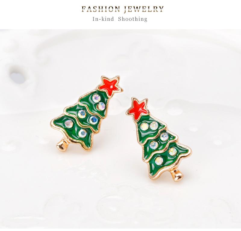 Christmas Tree Ear Studs Fashionable Lady Alloy Earrings Crystal Inlaid Jewelry Ornaments
