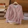 ZANZEA Women Casual V-Neck Loose 3/4 Sleeve Floral Print Blouse