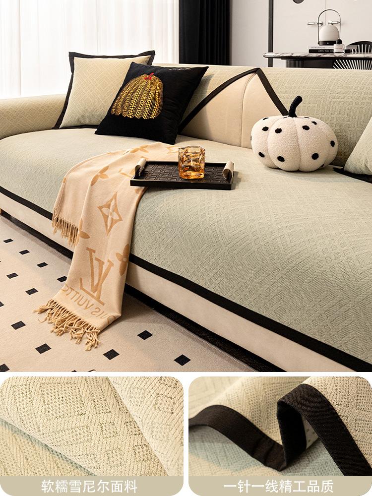 Solid Color Chenille Sofa Covers Non-slip Sofas Towel Couch Slipcover Corner Sofa Seat Pad Furniture Protection For Living Room