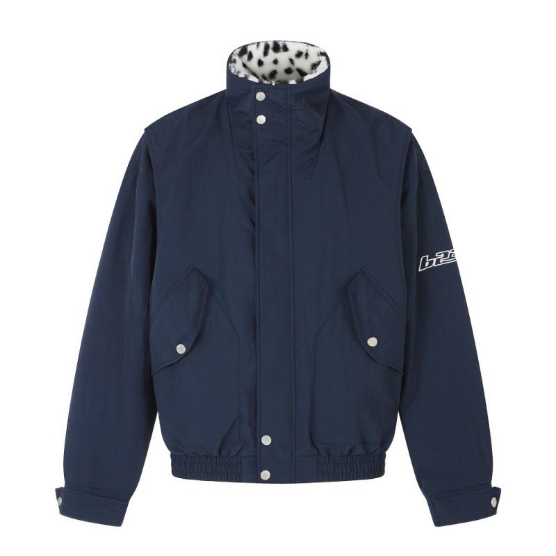 Mens Reversible Stand Collar Puffer Jacket Winter Loose Streetwear Camo Dotted Fleece Lined Warm Coat