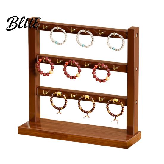 Earring Ring Storage Wooden Jewelry Organizer Durable Display Stand Multiple Layers Space Rustic Wood Saving Rack for Necklaces Bracelets