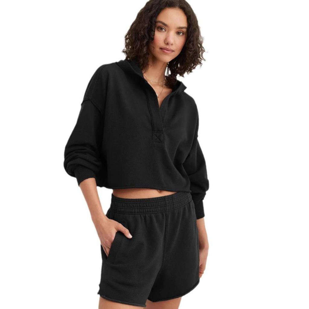 Modna Luźna i Trendy Bluza z Kapturem dla Kobiet na Wiosnę i Jesień, Damski Top z Dekoltem w Serek, Sweter z Długim Rękawem