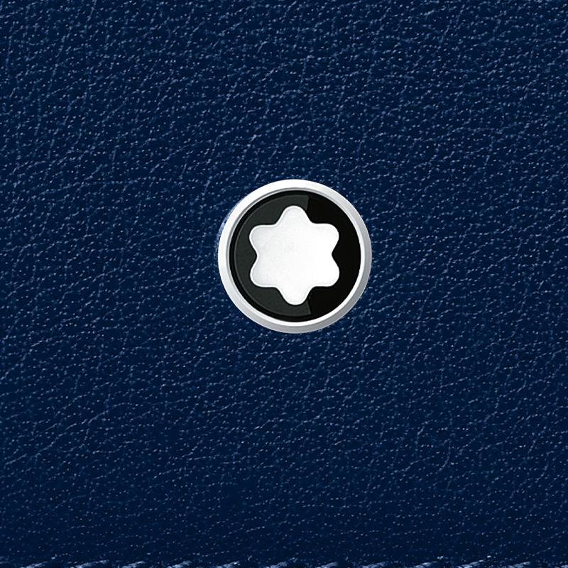 Montblanc Solid Color Minimalist 6 Card Slot Leather Wallet Men Wallet Midnight-Blue 130059