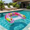 Pool Float with Cup Holder U-shaped Inflatable for Adults, Blow-Up Floating Lounge Chair Foldable Drink Holder, Swimming Party Beach Lake Essentials