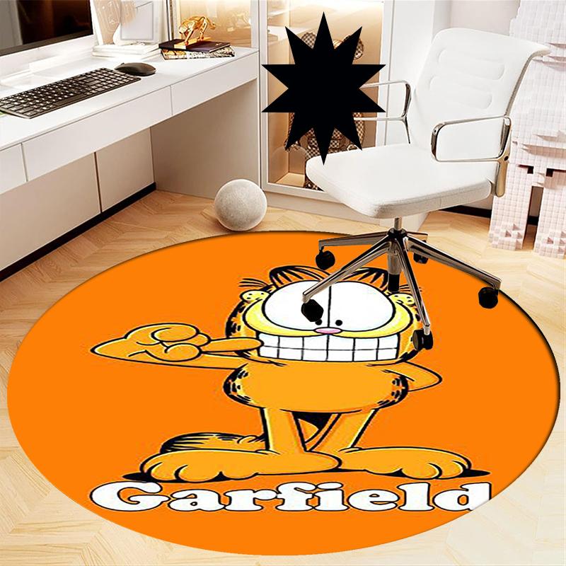 Garfield Printed Round Rug Carpet Chair Rug Area Rug Entryway Doormats,for Office Chair Living Room Bedroom Kitchen Room.
